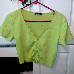 Zara lime green cropped top